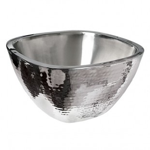 Eastern Tabletop 9329 4 Qt. Stainless Steel Hammered Double Wall Insulated Square Bowl