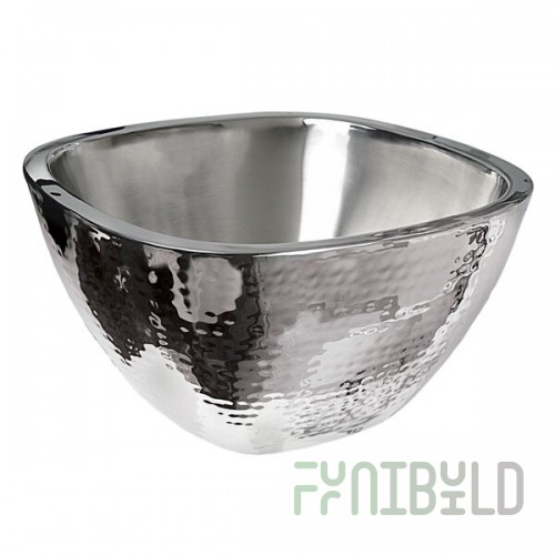 Eastern Tabletop 9329 4 Qt. Stainless Steel Hammered Double Wall Insulated Square Bowl