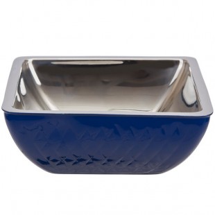 Bon Chef Diamond Collection Cold Wave 2 Qt. Cobalt Blue Triple Wall Square Bowl