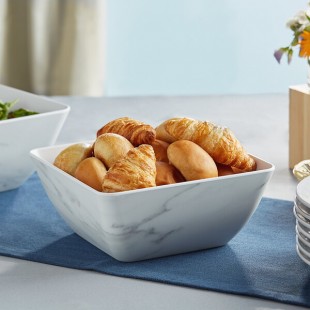 American Metalcraft MWMSQ9 127 oz. White Marble Square Melamine Bowl American Metalcraft MWMSQ9 127 oz. White Marble Square Melamine Bowl