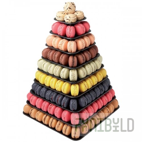 Matfer Bourgeat 681592 9-Tier Black Macaron Pyramid Display Stand