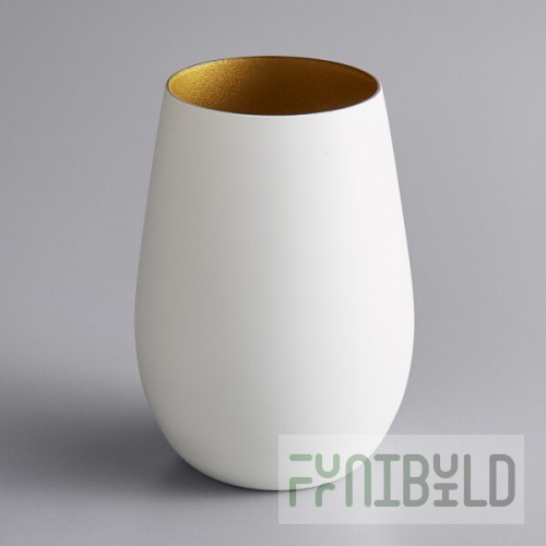 Stolzle Glisten from Global Tableware Collective 16.5 oz. Matte White/Gold Stemless Wine Glass / Tumbler - 6/Case