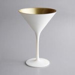 Stolzle Glisten from Global Tableware Collective 16.5 oz. Matte White/Gold Stemless Wine Glass / Tumbler - 6/Case