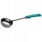 Vollrath 61172 4 oz. Black Solid Round Stainless Steel Spoodle® Portion Spoon with Grip 'N Serve® Handle