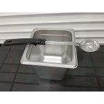 Vollrath 61172 4 oz. Black Solid Round Stainless Steel Spoodle® Portion Spoon with Grip 'N Serve® Handle