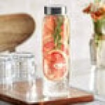 Libbey 92170 Kinetix 33 oz. Customizable Glass Water Bottle with Metal Lid - 12/Case
