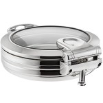 Acopa Manchester 6 Qt. Round Stainless Steel Induction Chafer with Glass Top and Close Lid Acopa Manchester 6 Qt. Round Stainless Steel Induction Chafer with Glass Top and Close Lid