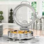 Acopa Manchester 6 Qt. Round Stainless Steel Induction Chafer with Glass Top and Close Lid Acopa Manchester 6 Qt. Round Stainless Steel Induction Chafer with Glass Top and Close Lid