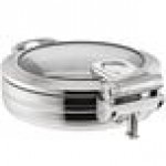 Acopa Manchester 6 Qt. Round Stainless Steel Induction Chafer with Glass Top and Close Lid Acopa Manchester 6 Qt. Round Stainless Steel Induction Chafer with Glass Top and Close Lid