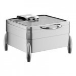 Acopa Manchester 6 Qt. Round Stainless Steel Induction Chafer with Glass Top and Close Lid Acopa Manchester 6 Qt. Round Stainless Steel Induction Chafer with Glass Top and Close Lid