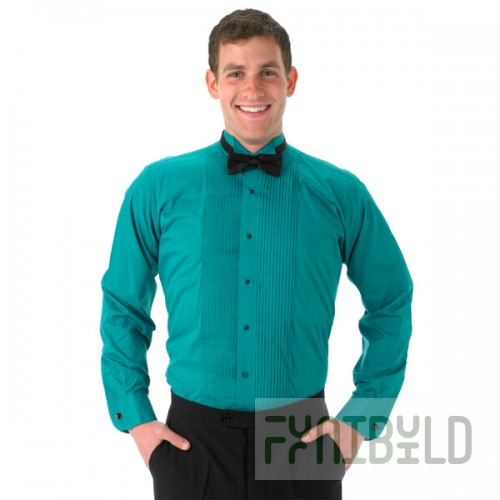 Henry Segal Unisex Customizable Teal Tuxedo Shirt with Wing Tip Collar - XL