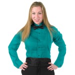 Henry Segal Unisex Customizable Teal Tuxedo Shirt with Wing Tip Collar - XL