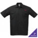 Mercer Culinary M60250BK Metro Edge Unisex Black Short Sleeve Brewer / Work Shirt - L Mercer Culinary M60250BK Metro Edge Unisex Black Short Sleeve Brewer / Work Shirt - L