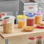 Choice Condiment Pump Kit with 1 oz. Pump and 8 Qt. Round Translucent Container with Lid