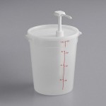 Choice Condiment Pump Kit with 1 oz. Pump and 8 Qt. Round Translucent Container with Lid