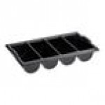 Choice Black 4-Compartment Plastic Cutlery Box / Flatware Bin with Handles