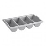 Choice Black 4-Compartment Plastic Cutlery Box / Flatware Bin with Handles