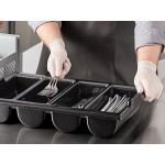 Choice Black 4-Compartment Plastic Cutlery Box / Flatware Bin with Handles
