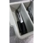 Choice Black 4-Compartment Plastic Cutlery Box / Flatware Bin with Handles