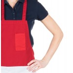 Intedge Red White and Blue Poly-Cotton Bib Apron with 1 Pocket - 34