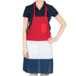 Intedge Red White and Blue Poly-Cotton Bib Apron with 1 Pocket - 34