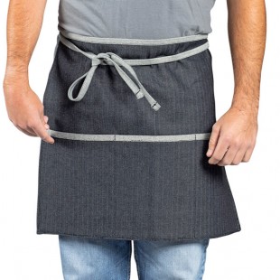 Uncommon Chef 3130 Zig Zag Customizable Denim Cadence Waist Apron with Black Webbing and 3 Pockets - 18
