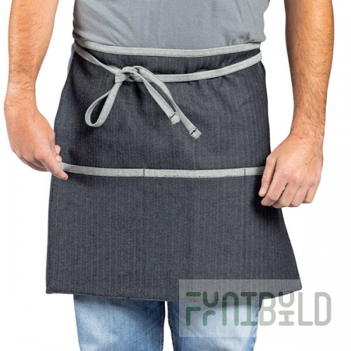 Uncommon Chef 3130 Zig Zag Customizable Denim Cadence Waist Apron with Black Webbing and 3 Pockets - 18