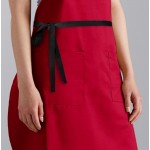 Choice Red Poly-Cotton Adjustable Bib Apron with 2 Pockets and Black Webbing Accents - 32 Choice Red Poly-Cotton Adjustable Bib Apron with 2 Pockets and Black Webbing Accents - 32