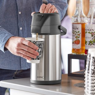 Acopa 2.2 Liter Stainless Steel Lined Decaf Airpot with Push Button Acopa 2.2 Liter Stainless Steel Lined Decaf Airpot with Push Button