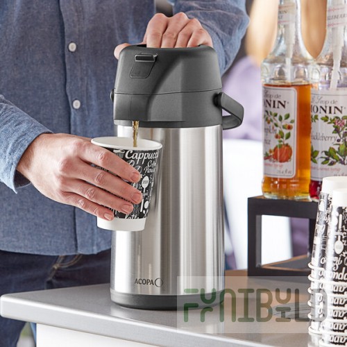 Acopa 2.2 Liter Stainless Steel Lined Decaf Airpot with Push Button