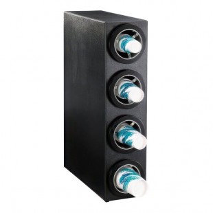 Dispense-Rite Black Polystyrene One-Size-Fits-All 4-Compartment Countertop Cup Dispenser CTC-S-4BT