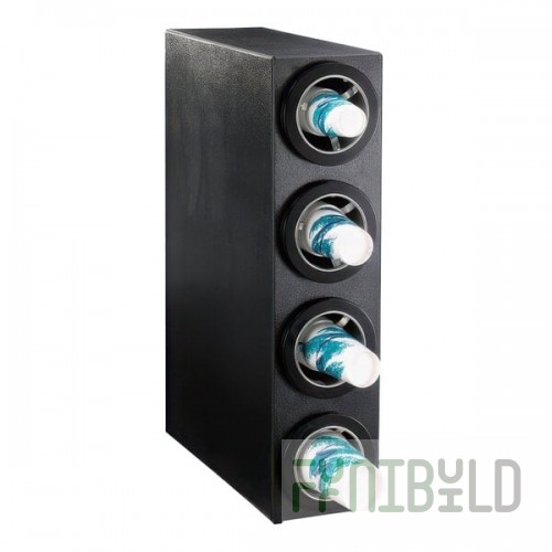 Dispense-Rite Black Polystyrene One-Size-Fits-All 4-Compartment Countertop Cup Dispenser CTC-S-4BT