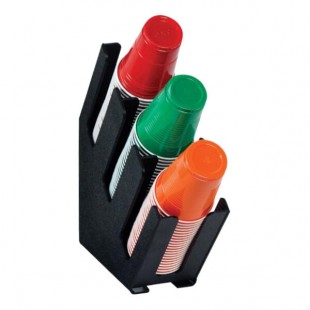 Dispense-Rite Black Polystyrene 3-Section Countertop Cup and Lid Organizer LID-3BT