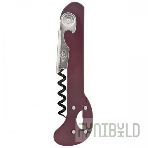 Franmara 2034T-03 Boomerang Customizable Waiter's Corkscrew with Burgundy Handle and Non-Stick Spiral