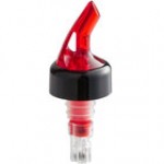 TableCraft 1.25 oz. Red Spout / Clear Tail Measured Liquor Pourer with Collar 2248A - 12/Pack