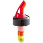 TableCraft 1.25 oz. Red Spout / Clear Tail Measured Liquor Pourer with Collar 2248A - 12/Pack