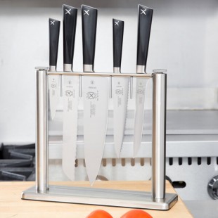 Mercer Culinary M19100 ZüM® 6-Piece Stainless Steel and Glass Knife Block Set