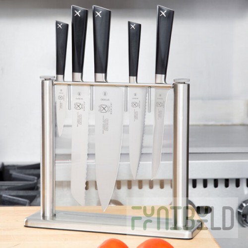 Mercer Culinary M19100 ZüM® 6-Piece Stainless Steel and Glass Knife Block Set