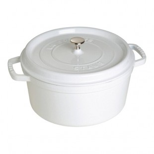 Staub 7 Qt. White Enameled Cast Iron Dutch Oven 1004222 Staub 7 Qt. White Enameled Cast Iron Dutch Oven 1004222