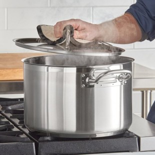 Vigor SS1 Series 16 Qt. Stainless Steel Aluminum-Clad Sauce Pot with Cover Vigor SS1 Series 16 Qt. Stainless Steel Aluminum-Clad Sauce Pot with Cover