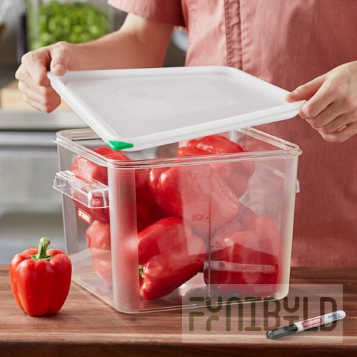 Araven 12.7 Qt. Clear Square Polycarbonate Food Storage Container with Airtight Lid