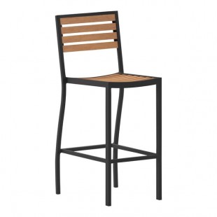Flash Furniture Lark Natural Faux Teak Slat Stackable Barstool Flash Furniture Lark Natural Faux Teak Slat Stackable Barstool