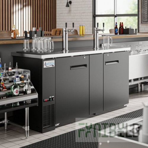 Avantco UDD-3-HC Black Kegerator / Beer Dispenser with (2) 2 Tap Towers - (3) 1/2 Keg Capacity