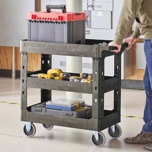 Choice Medium Black 3-Shelf Utility Cart - 34 1/2