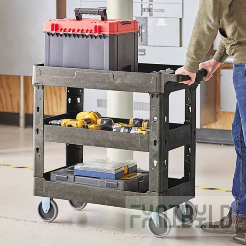 Choice Medium Black 3-Shelf Utility Cart - 34 1/2