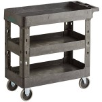 Choice Medium Black 3-Shelf Utility Cart - 34 1/2 Choice Medium Black 3-Shelf Utility Cart - 34 1/2