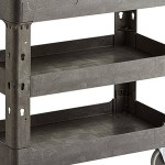 Choice Medium Black 3-Shelf Utility Cart - 34 1/2 Choice Medium Black 3-Shelf Utility Cart - 34 1/2