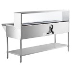 Avantco STE-5SG Five Pan Open Well Electric Steam Table with Undershelf, Overshelf, and Sneeze Guard - 208/240V, 3750W