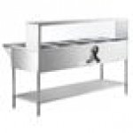 Avantco STE-5SG Five Pan Open Well Electric Steam Table with Undershelf, Overshelf, and Sneeze Guard - 208/240V, 3750W