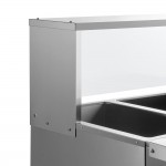 Avantco STE-5SG Five Pan Open Well Electric Steam Table with Undershelf, Overshelf, and Sneeze Guard - 208/240V, 3750W